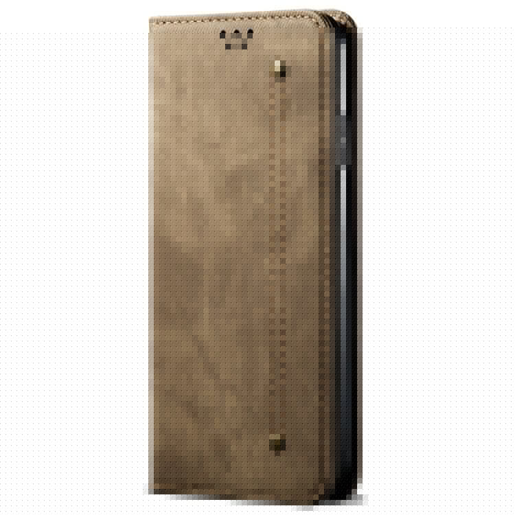 For Samsung Galaxy M16 5G / F16 5G Case Jeans Cloth Texture Anti-Scratch Leather Stand Phone Cover - Khaki