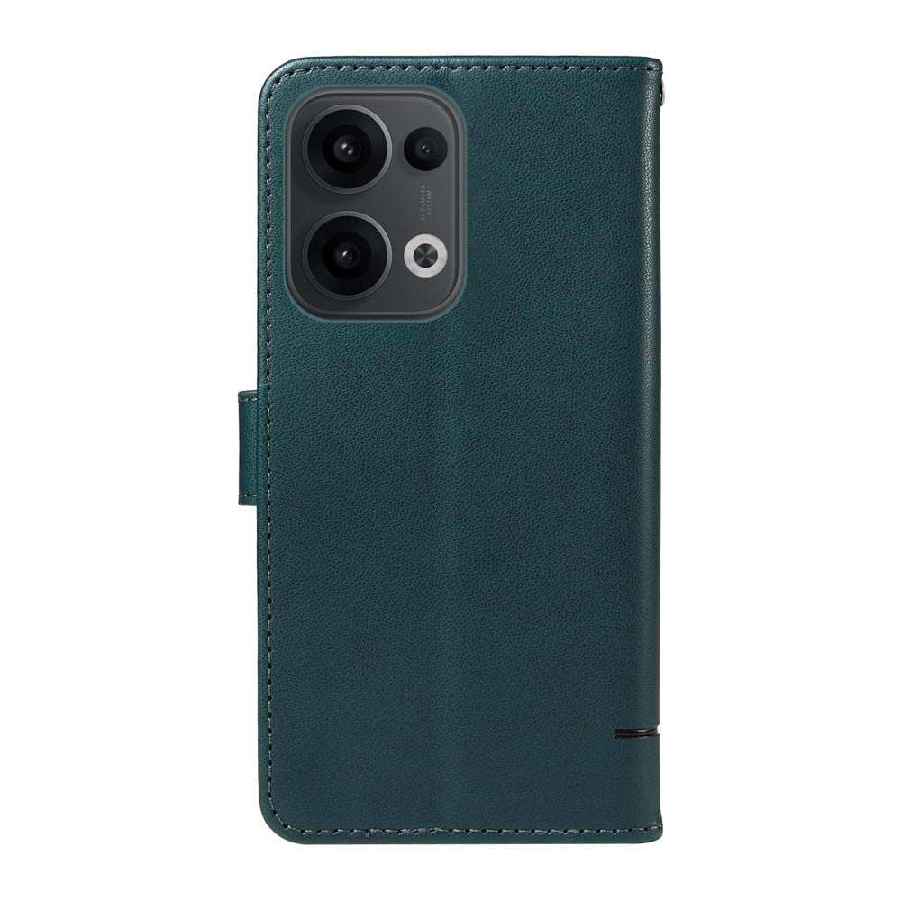 For Oppo Reno13 5G (Global) Wallet Case with Wrist Strap Cat Pattern Imprint Leather Phone Cover - Blue