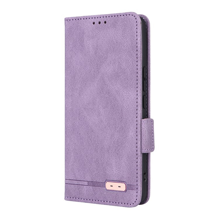 For vivo V50 5G Case Leather Wallet Flip Phone Cover with Hardware Decor - Purple