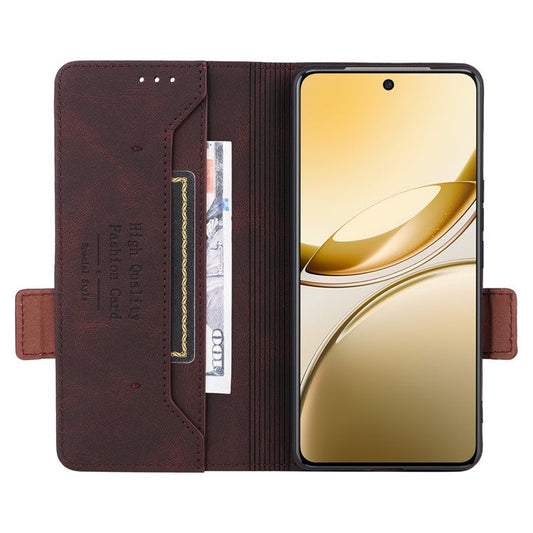 For vivo V50 5G Case Leather Wallet Flip Phone Cover with Hardware Decor - Coffee