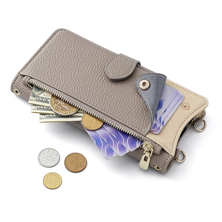 For vivo X200 Pro 5G Wallet Case Fishtail Design Leather Phone Cover with Mirror / Stand / Strap - Grey