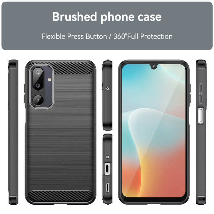For Samsung Galaxy F16 5G / M16 5G Case Protective Phone Cover Carbon Fiber Texture Brushed - Black