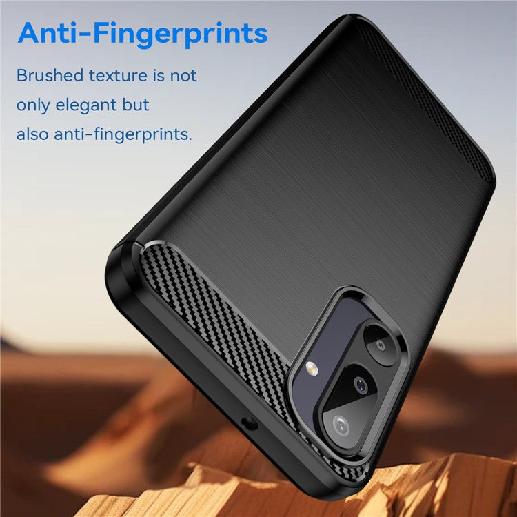 For Samsung Galaxy F16 5G / M16 5G Case Protective Phone Cover Carbon Fiber Texture Brushed - Black