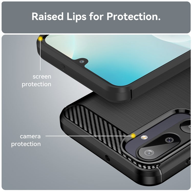 For Samsung Galaxy F16 5G / M16 5G Case Protective Phone Cover Carbon Fiber Texture Brushed - Black