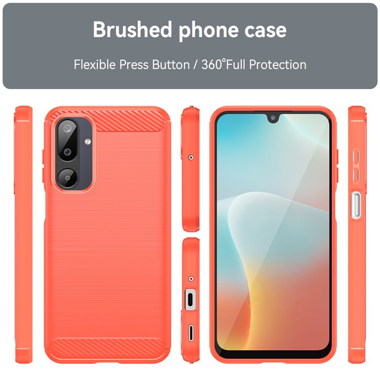 For Samsung Galaxy F16 5G / M16 5G Case Protective Phone Cover Carbon Fiber Texture Brushed - Red