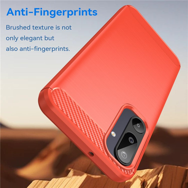 For Samsung Galaxy F16 5G / M16 5G Case Protective Phone Cover Carbon Fiber Texture Brushed - Red