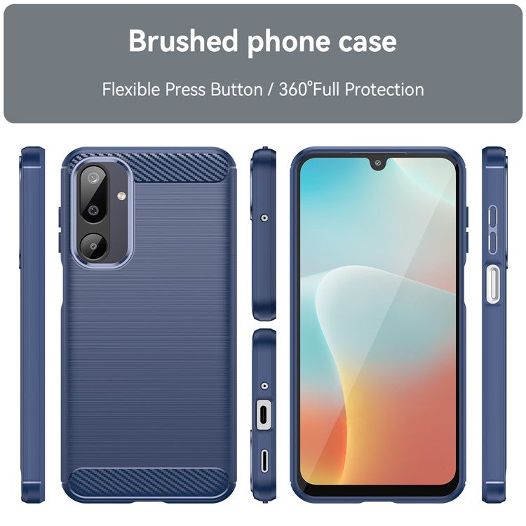 For Samsung Galaxy F16 5G / M16 5G Case Protective Phone Cover Carbon Fiber Texture Brushed - Blue