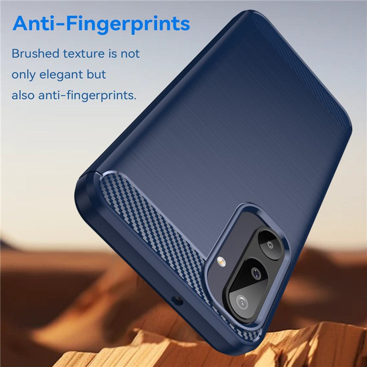 For Samsung Galaxy F16 5G / M16 5G Case Protective Phone Cover Carbon Fiber Texture Brushed - Blue