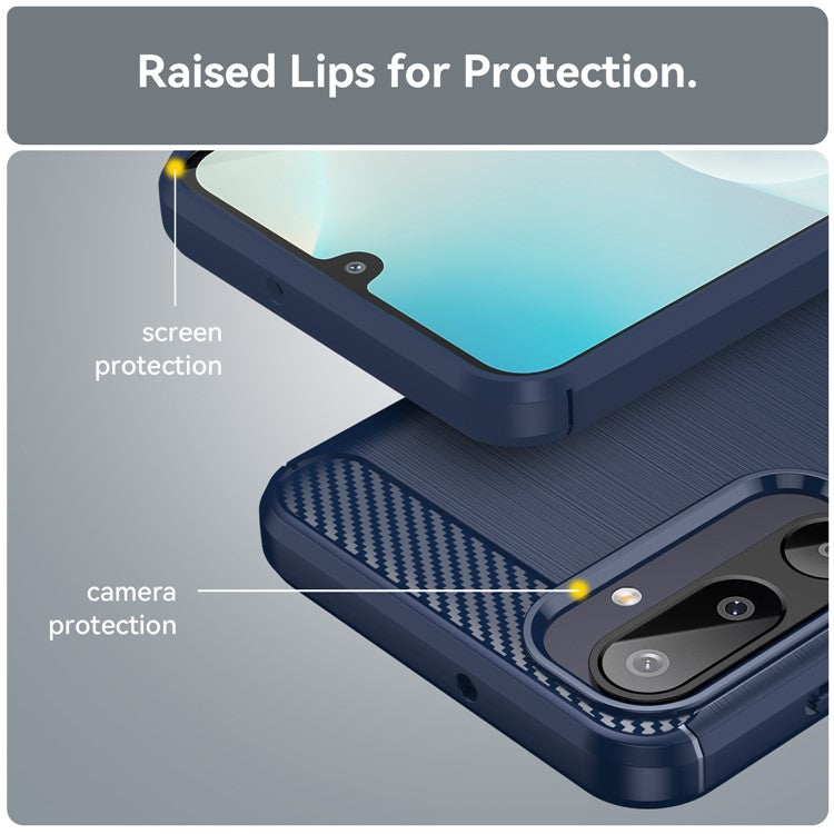 For Samsung Galaxy F16 5G / M16 5G Case Protective Phone Cover Carbon Fiber Texture Brushed - Blue
