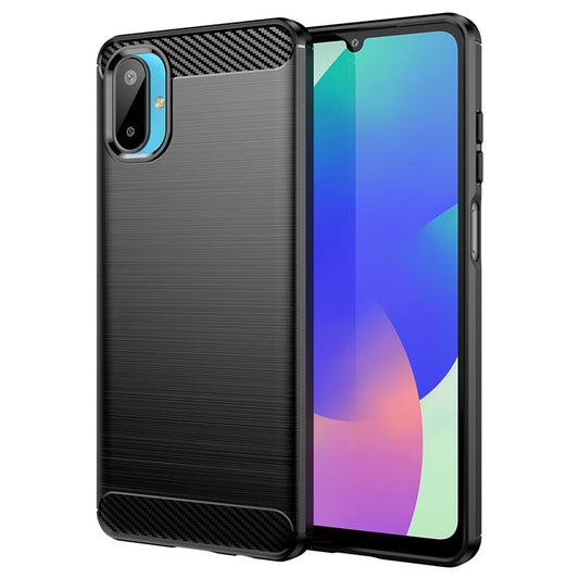 For Samsung Galaxy M06 5G / F06 5G Case Protective Phone Cover Carbon Fiber Texture Brushed - Black