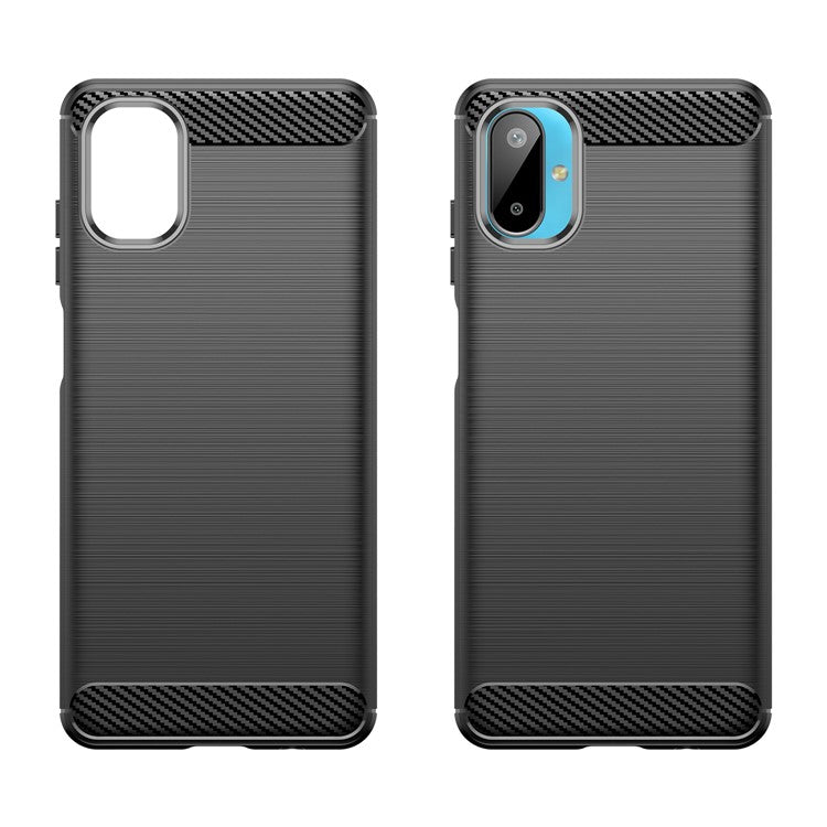 For Samsung Galaxy M06 5G / F06 5G Case Protective Phone Cover Carbon Fiber Texture Brushed - Black