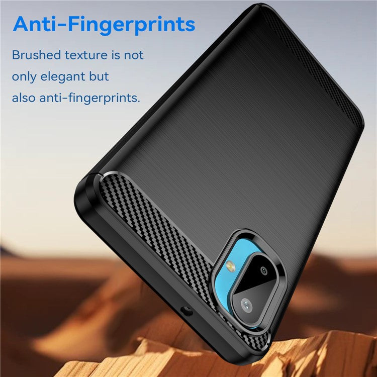 For Samsung Galaxy M06 5G / F06 5G Case Protective Phone Cover Carbon Fiber Texture Brushed - Black