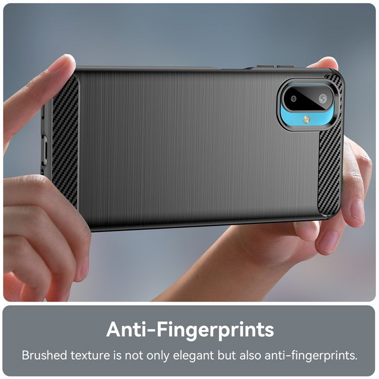 For Samsung Galaxy M06 5G / F06 5G Case Protective Phone Cover Carbon Fiber Texture Brushed - Black