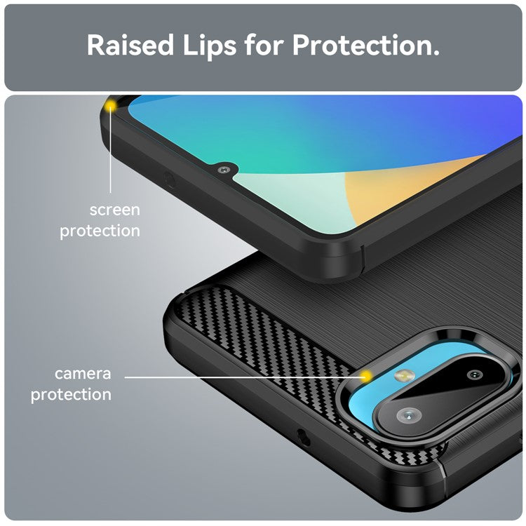 For Samsung Galaxy M06 5G / F06 5G Case Protective Phone Cover Carbon Fiber Texture Brushed - Black