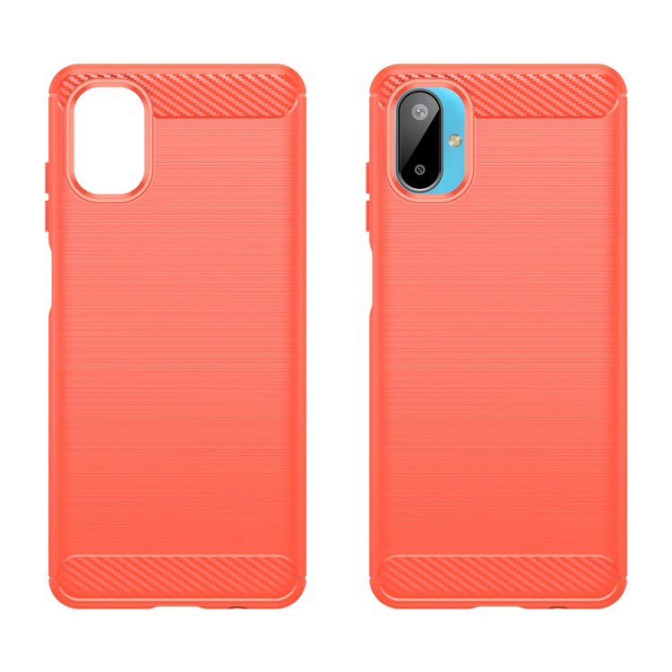 For Samsung Galaxy M06 5G / F06 5G Case Protective Phone Cover Carbon Fiber Texture Brushed - Red