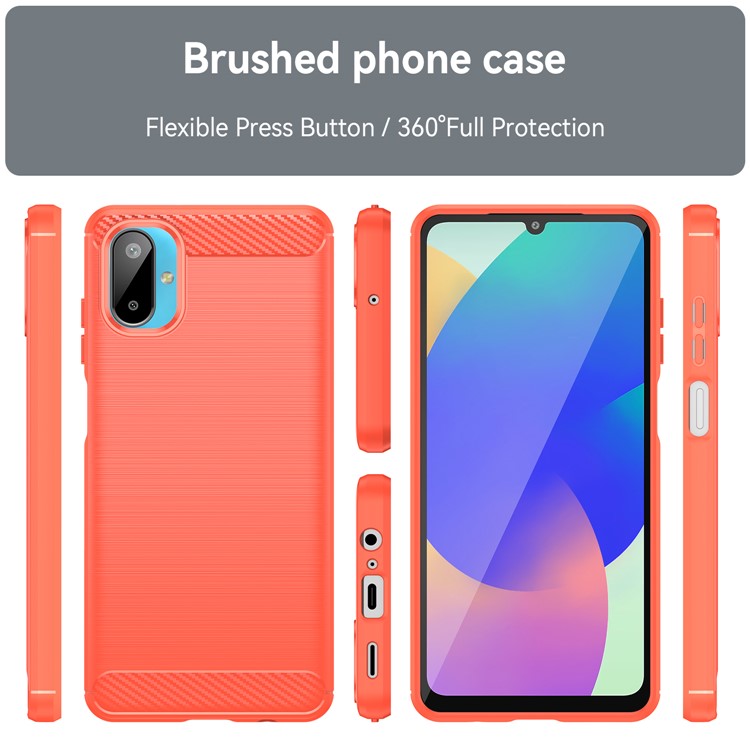 For Samsung Galaxy M06 5G / F06 5G Case Protective Phone Cover Carbon Fiber Texture Brushed - Red