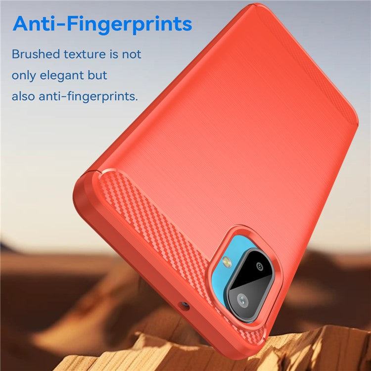 For Samsung Galaxy M06 5G / F06 5G Case Protective Phone Cover Carbon Fiber Texture Brushed - Red