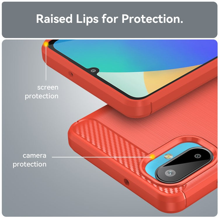 For Samsung Galaxy M06 5G / F06 5G Case Protective Phone Cover Carbon Fiber Texture Brushed - Red