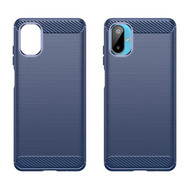 For Samsung Galaxy M06 5G / F06 5G Case Protective Phone Cover Carbon Fiber Texture Brushed - Blue