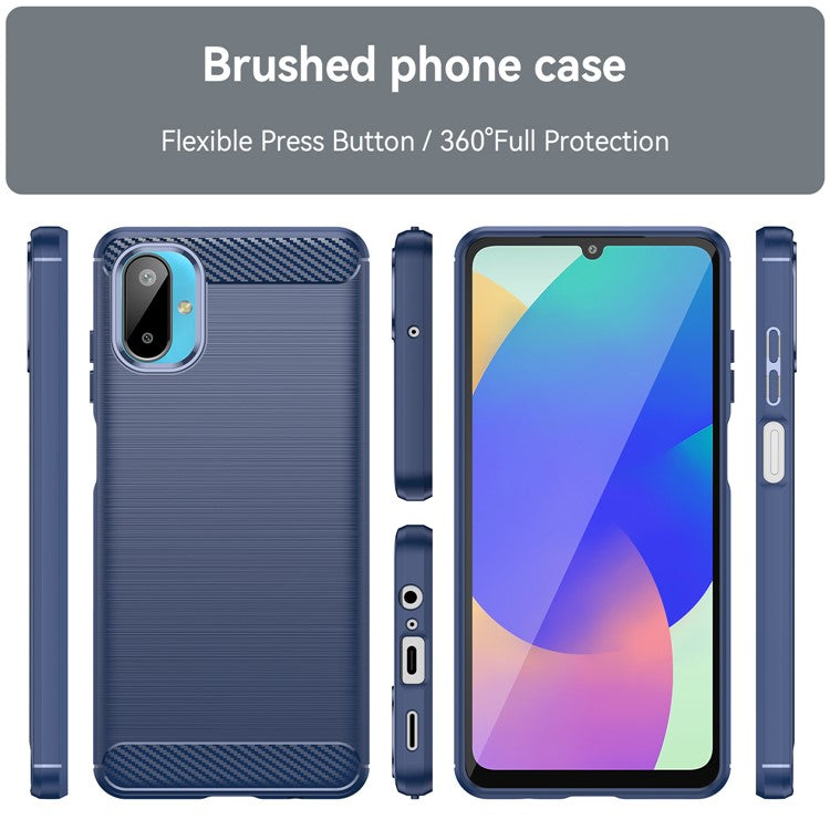 For Samsung Galaxy M06 5G / F06 5G Case Protective Phone Cover Carbon Fiber Texture Brushed - Blue