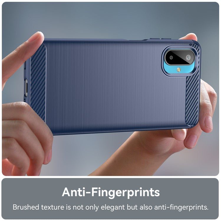 For Samsung Galaxy M06 5G / F06 5G Case Protective Phone Cover Carbon Fiber Texture Brushed - Blue