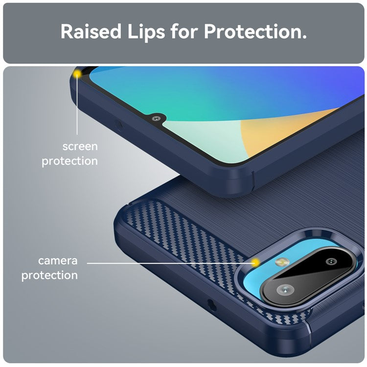 For Samsung Galaxy M06 5G / F06 5G Case Protective Phone Cover Carbon Fiber Texture Brushed - Blue