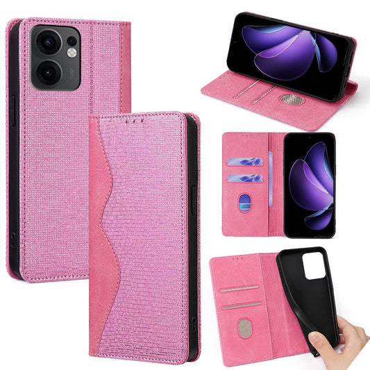 For Oppo Reno13 F 5G / Reno13 F 4G Wallet Case Wave Shape RFID Blocking PU Leather Stand Phone Cover - Pink