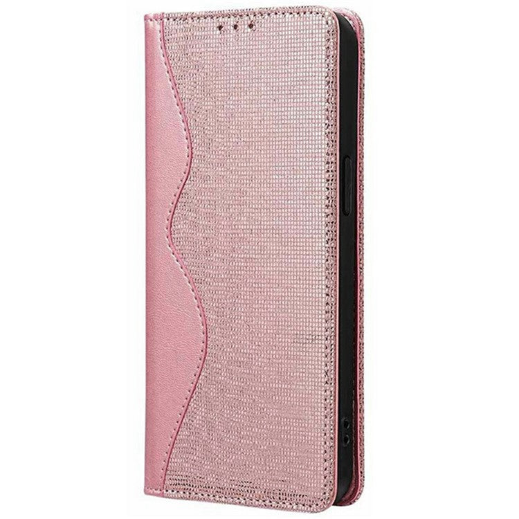 For Realme 14 Pro 5G Wallet Case Wave Shape RFID Blocking PU Leather Stand Phone Cover - Rose Gold