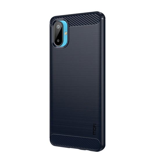 For Samsung Galaxy M06 5G Back Cover MOFI Brushed Texture Carbon Fiber Soft TPU Case - Blue