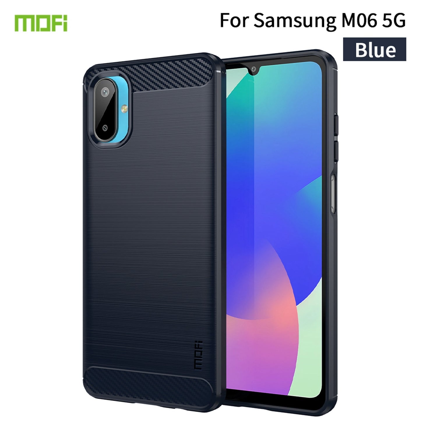 For Samsung Galaxy M06 5G Back Cover MOFI Brushed Texture Carbon Fiber Soft TPU Case - Blue
