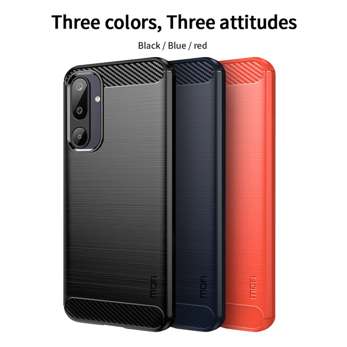 For Samsung Galaxy M16 5G / F16 5G Back Cover MOFI Brushed Texture Carbon Fiber Soft TPU Case - Blue