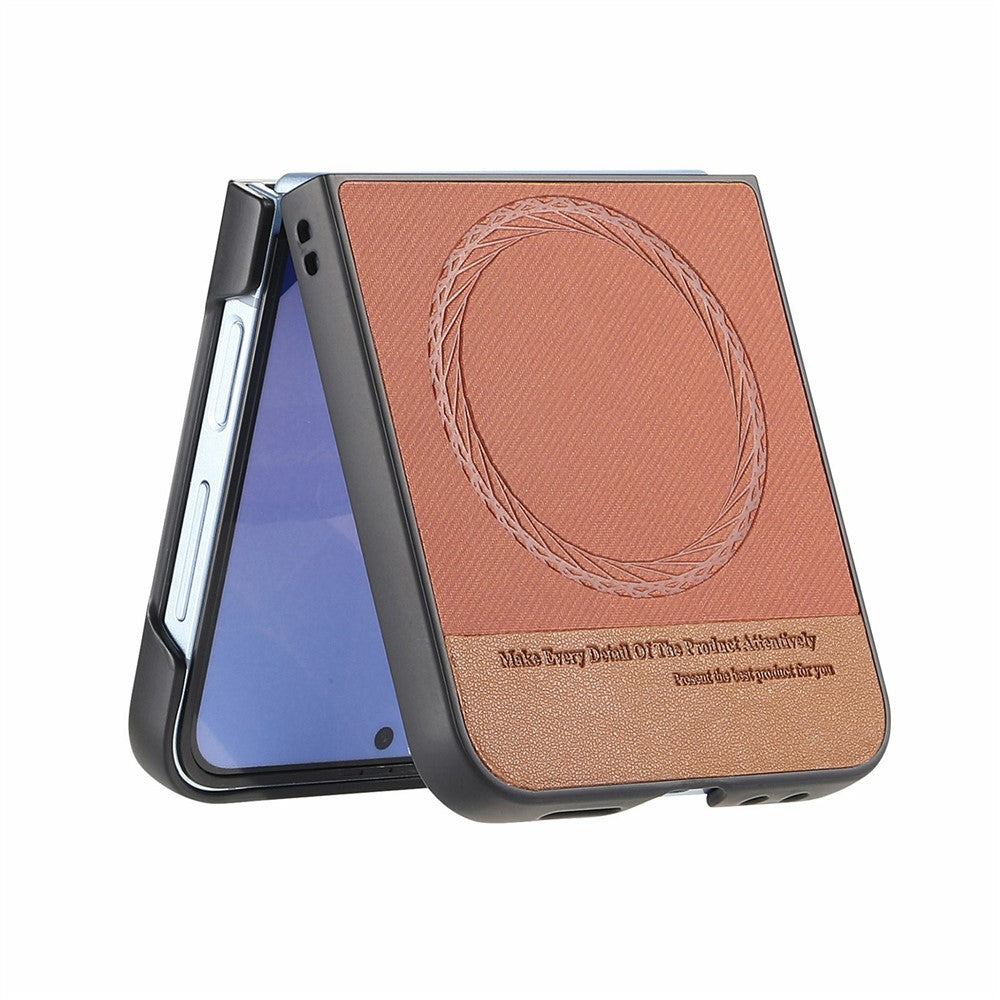 For Samsung Galaxy Z Flip7 FE 5G / Z Flip6 5G Case Compatible with MagSafe Denim Texture Leather Back Cover - Brown