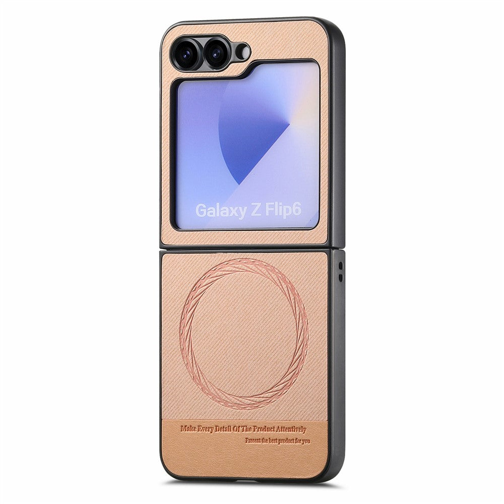 For Samsung Galaxy Z Flip7 FE 5G / Z Flip6 5G Case Compatible with MagSafe Denim Texture Leather Back Cover - Pink