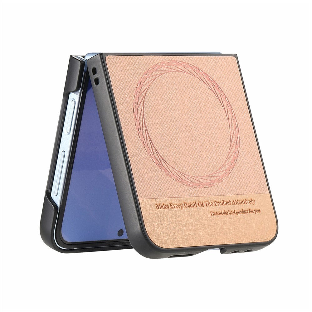 For Samsung Galaxy Z Flip7 FE 5G / Z Flip6 5G Case Compatible with MagSafe Denim Texture Leather Back Cover - Pink