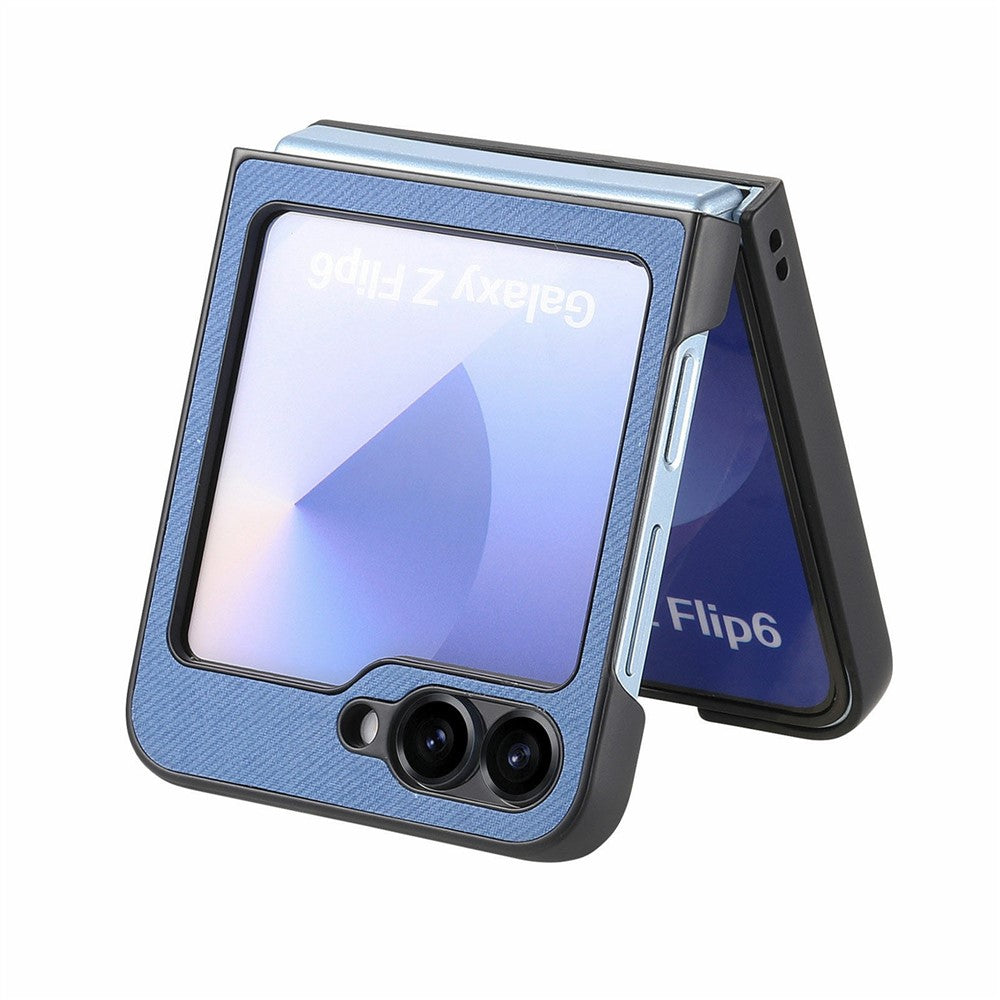 For Samsung Galaxy Z Flip7 FE 5G / Z Flip6 5G Case Compatible with MagSafe Denim Texture Leather Back Cover - Blue