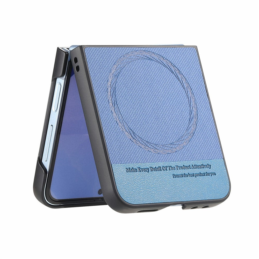 For Samsung Galaxy Z Flip7 FE 5G / Z Flip6 5G Case Compatible with MagSafe Denim Texture Leather Back Cover - Blue