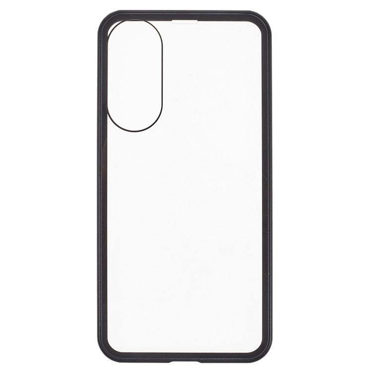 For Samsung Galaxy S25 Edge Case Double-Sided Tempered Glass Magnetic Clear Phone Cover - Black