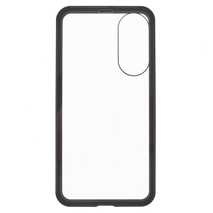 For Samsung Galaxy S25 Edge Case Double-Sided Tempered Glass Magnetic Clear Phone Cover - Black