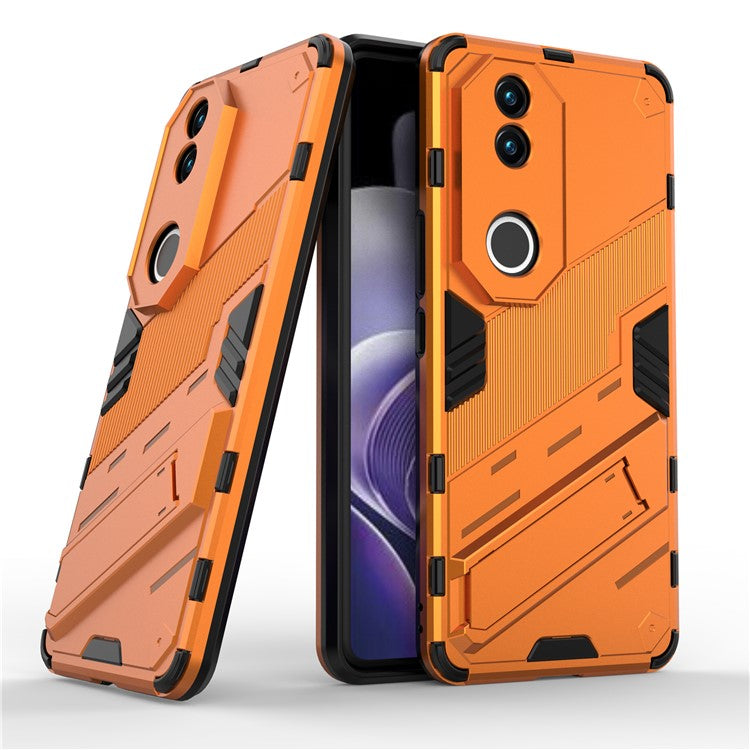 For vivo V50 5G Case PC + TPU Shockproof Phone Cover with Kickstand - Orange