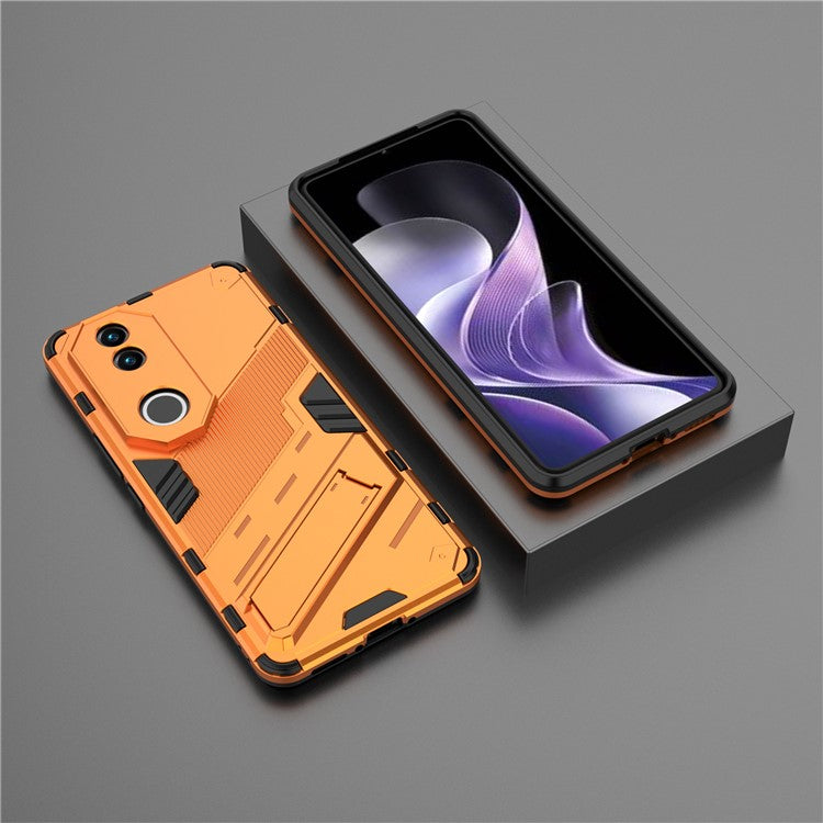 For vivo V50 5G Case PC + TPU Shockproof Phone Cover with Kickstand - Orange