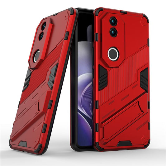 For vivo V50 5G Case PC + TPU Shockproof Phone Cover with Kickstand - Red