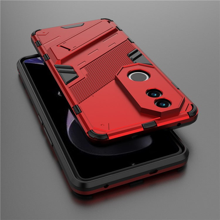 For vivo V50 5G Case PC + TPU Shockproof Phone Cover with Kickstand - Red