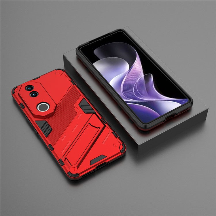 For vivo V50 5G Case PC + TPU Shockproof Phone Cover with Kickstand - Red
