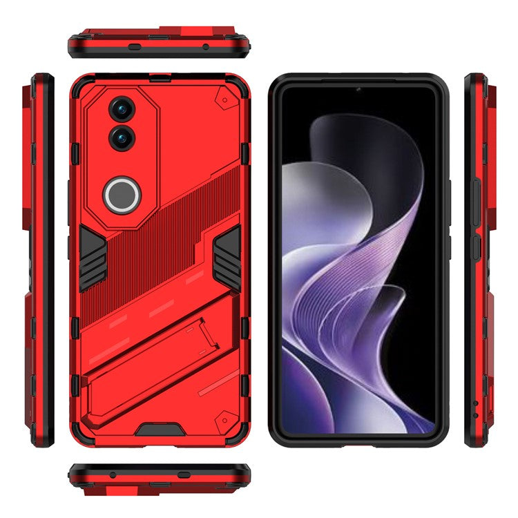 For vivo V50 5G Case PC + TPU Shockproof Phone Cover with Kickstand - Red