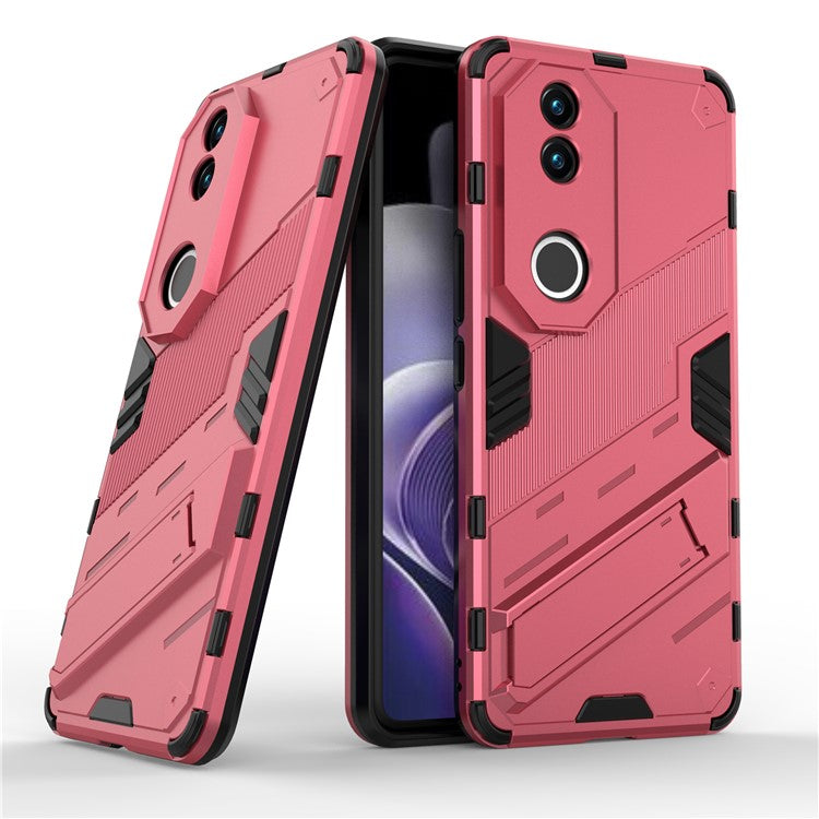 For vivo V50 5G Case PC + TPU Shockproof Phone Cover with Kickstand - Rose