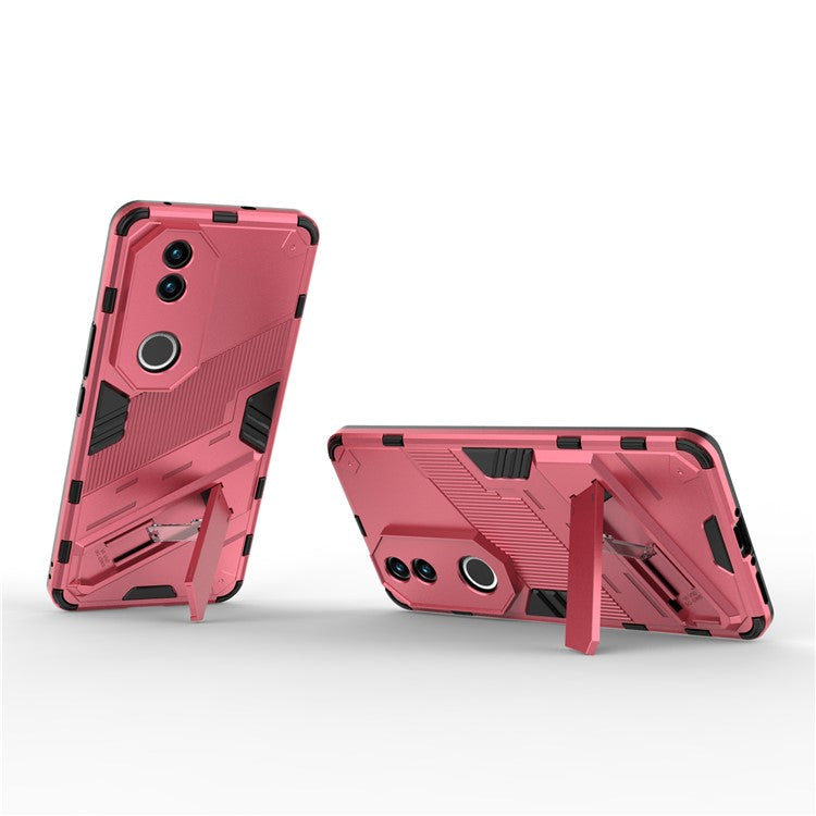For vivo V50 5G Case PC + TPU Shockproof Phone Cover with Kickstand - Rose