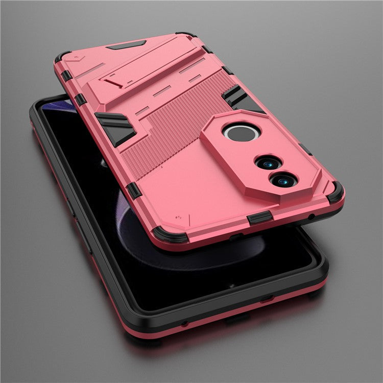 For vivo V50 5G Case PC + TPU Shockproof Phone Cover with Kickstand - Rose