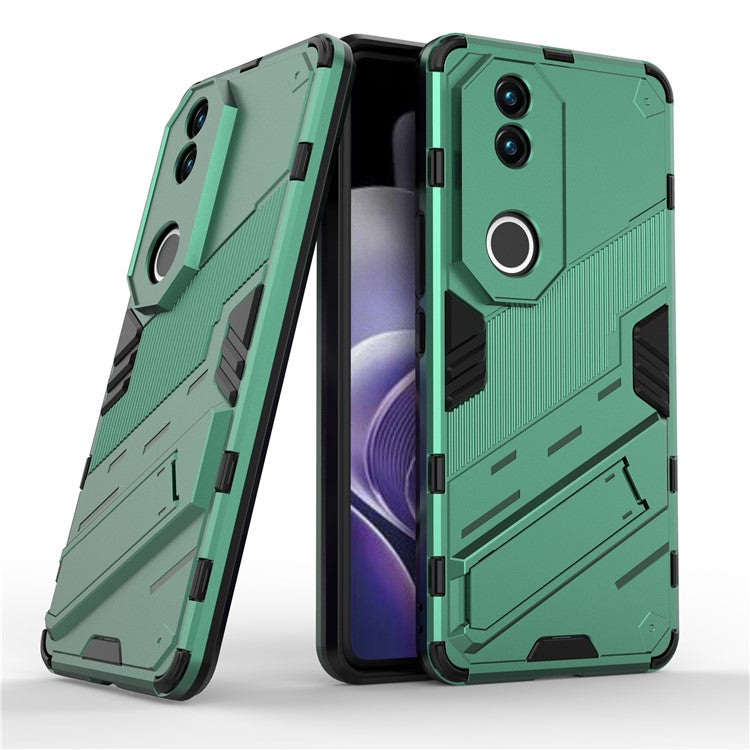 For vivo V50 5G Case PC + TPU Shockproof Phone Cover with Kickstand - Green
