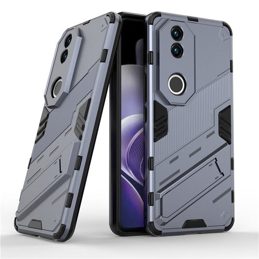 For vivo V50 5G Case PC + TPU Shockproof Phone Cover with Kickstand - Dark Blue