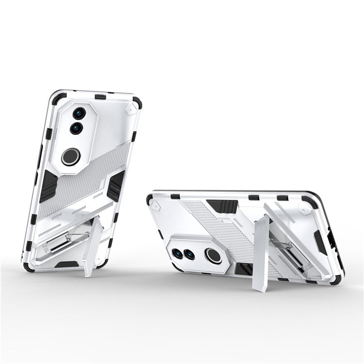 For vivo V50 5G Case PC + TPU Shockproof Phone Cover with Kickstand - White